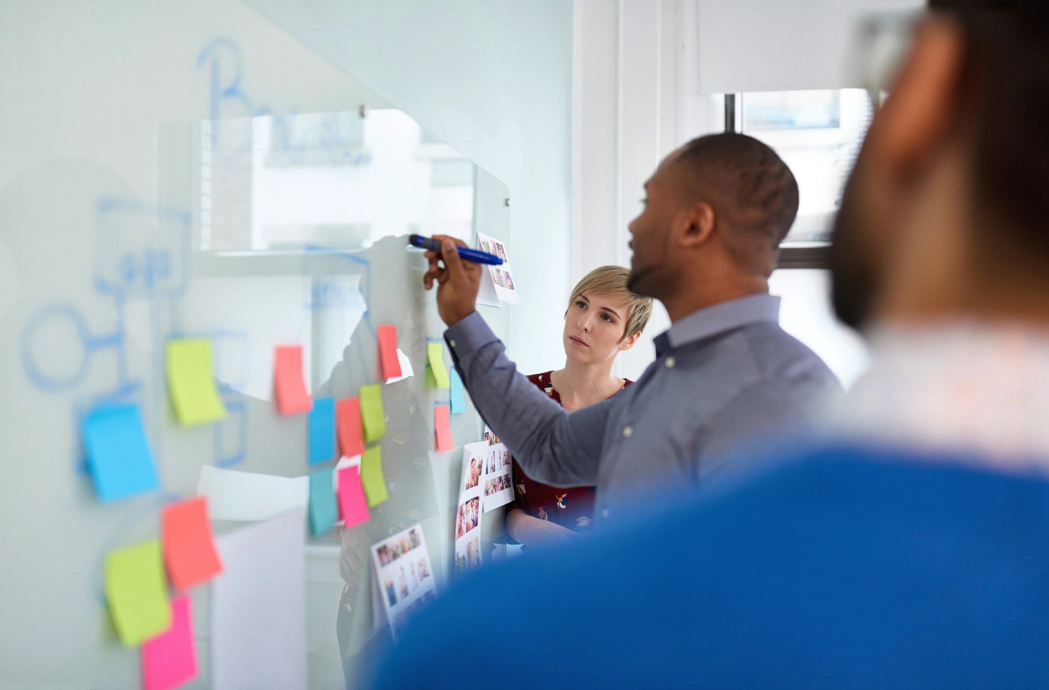 Cross-functional team collaborating during a strategy session