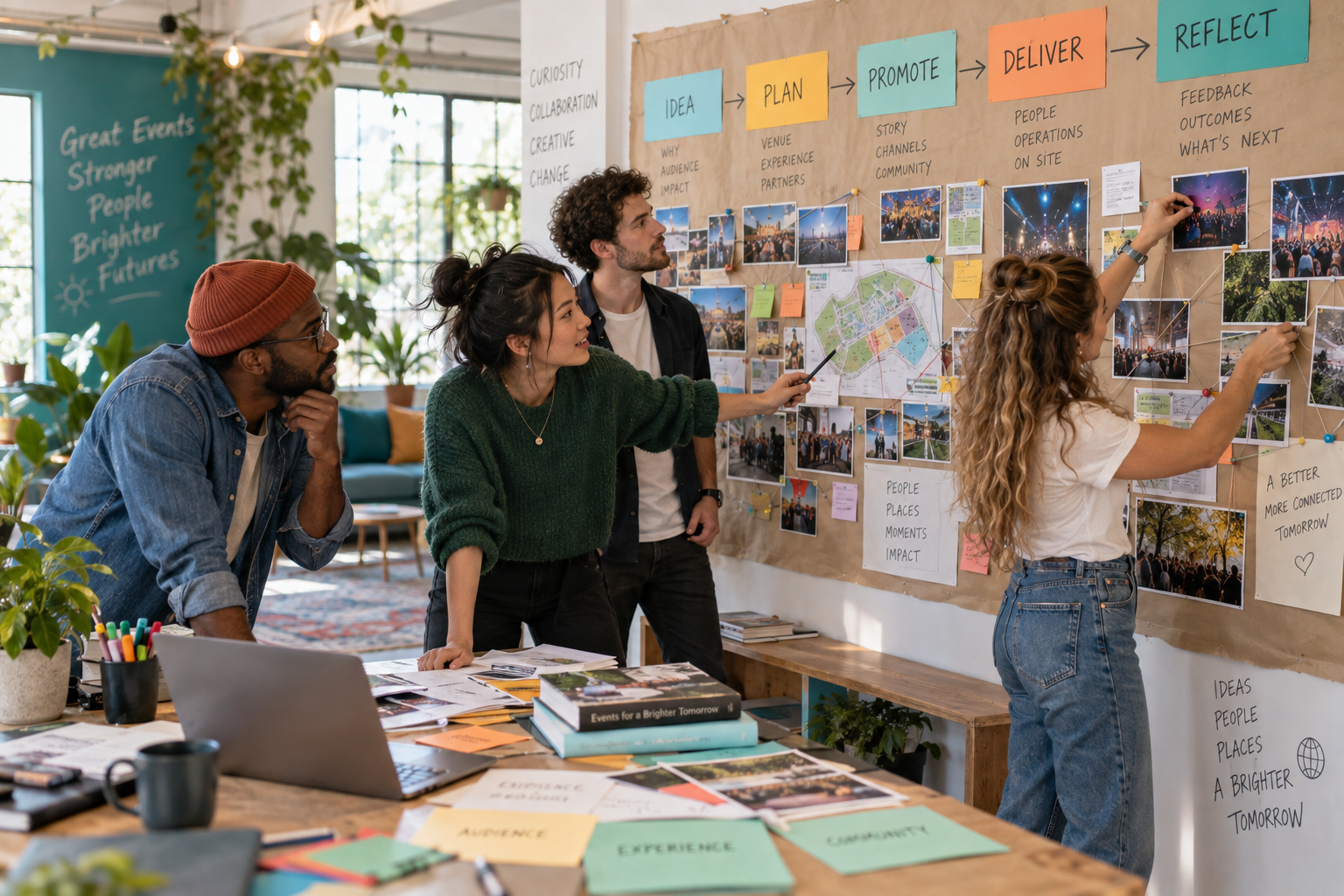 Young event professionals mapping the complete event journey
