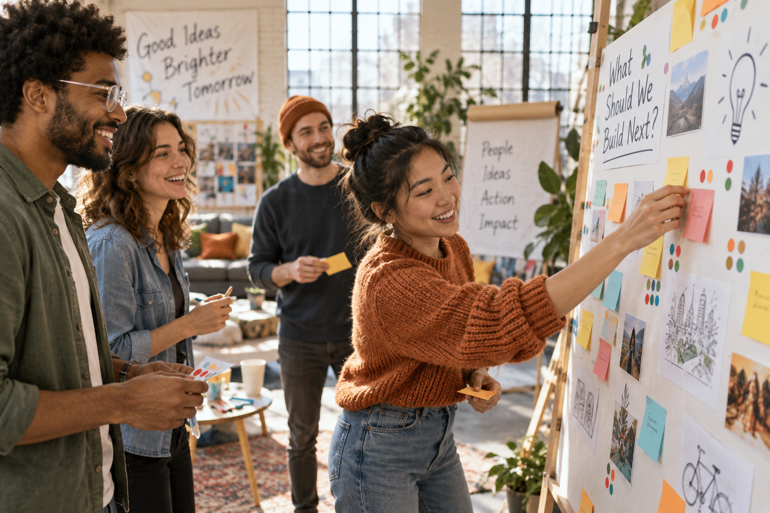 Young creative community shaping new ideas together